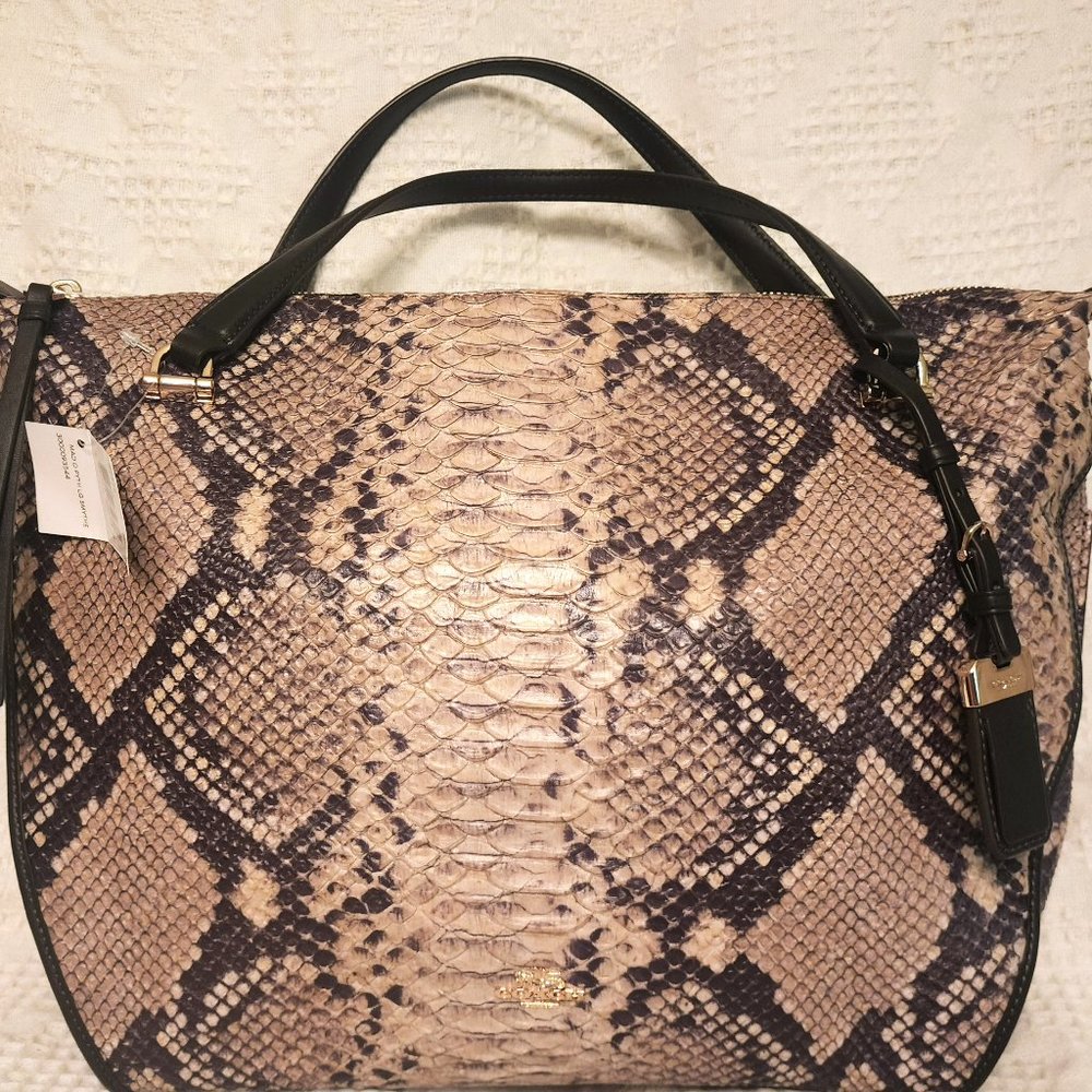 Coach Madison Large Smythe Satchel in Diamond Python-embossed leather